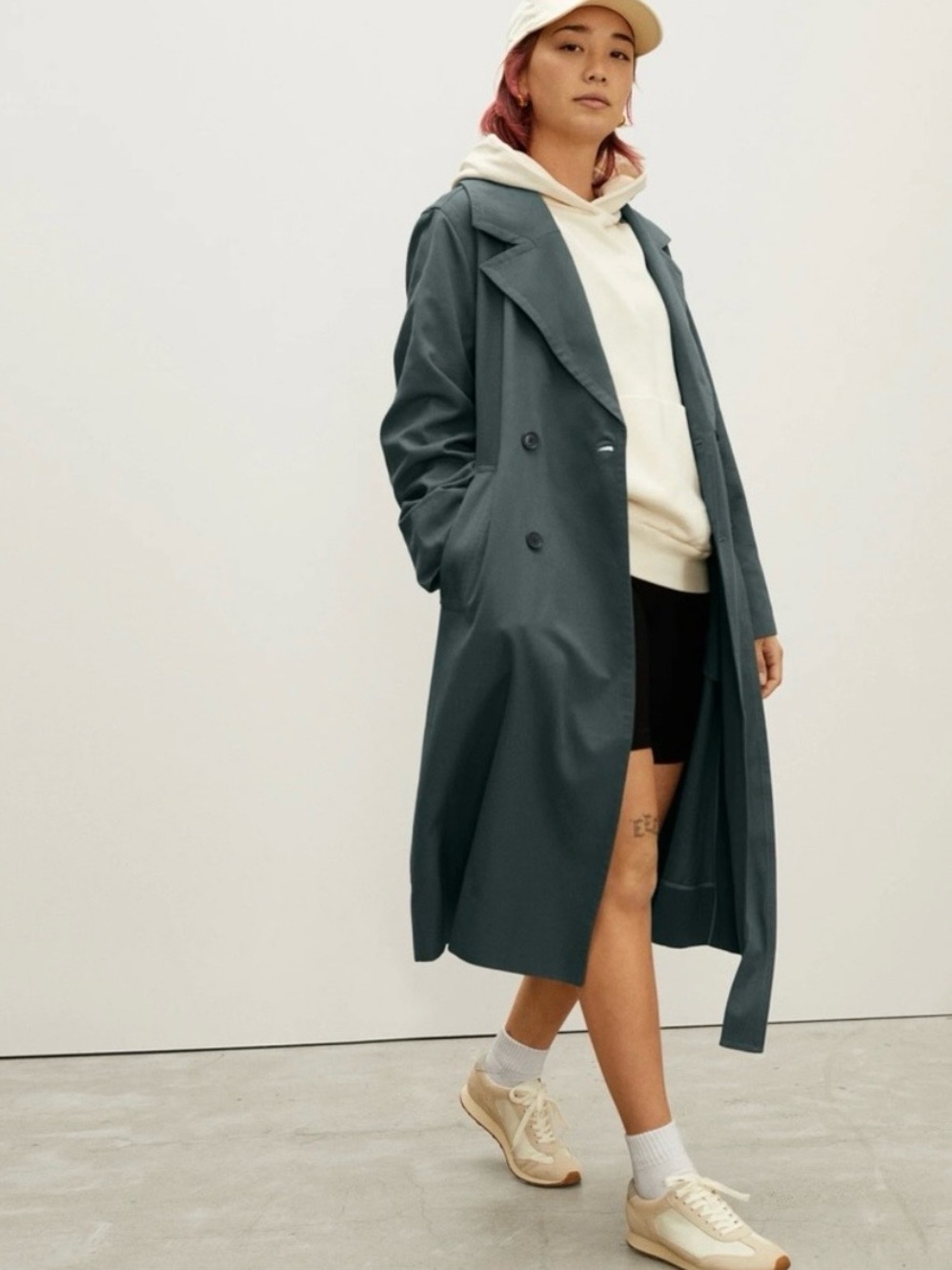 Everlane Drape Trench Coat Green Balsam Small